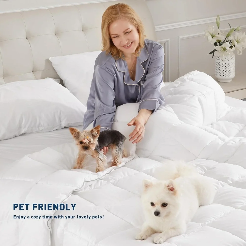 Comforter Queen Size Cotton Cover Blanket for Summer, White | Lightweight Duvet